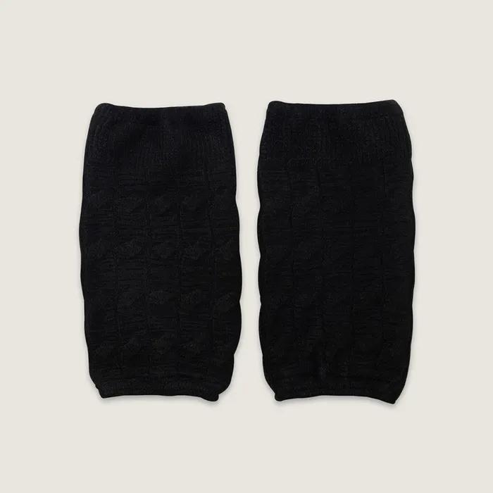 Fuzzy Twisted Knit Leg warmers_Black
