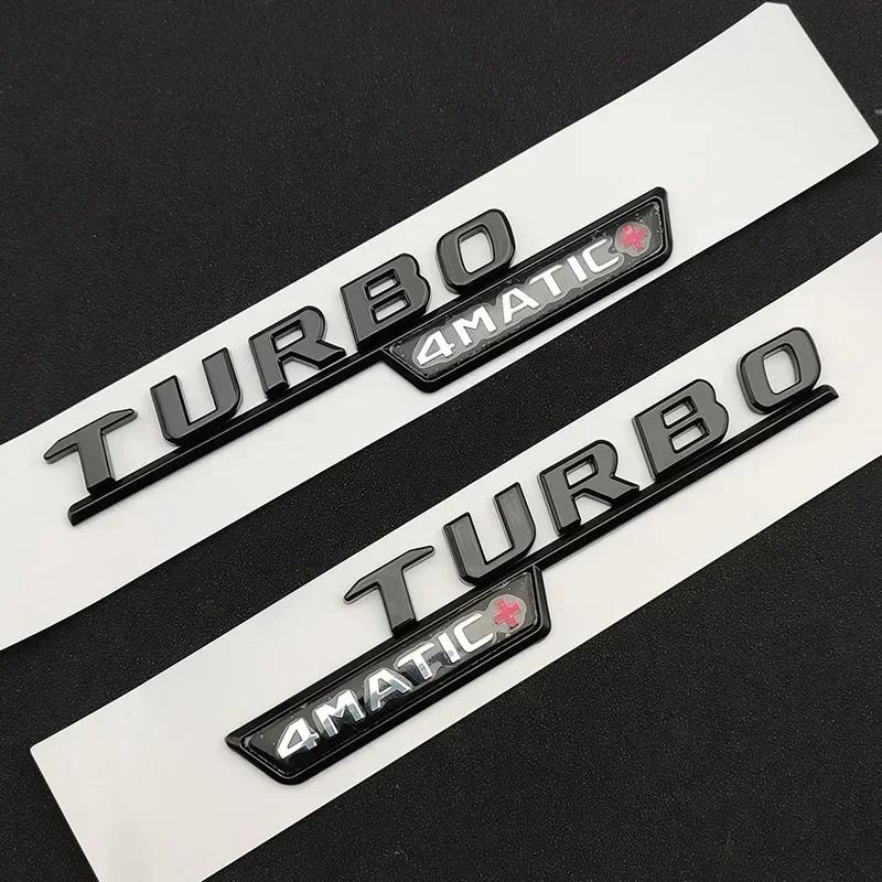2pcs Car Letters Fender Trim Badge Turbo 4matic Plus Emblem Sticker Mercedes A45 Cla45 Amg C117 Gla45 Gle53 X247 Accessories HOT