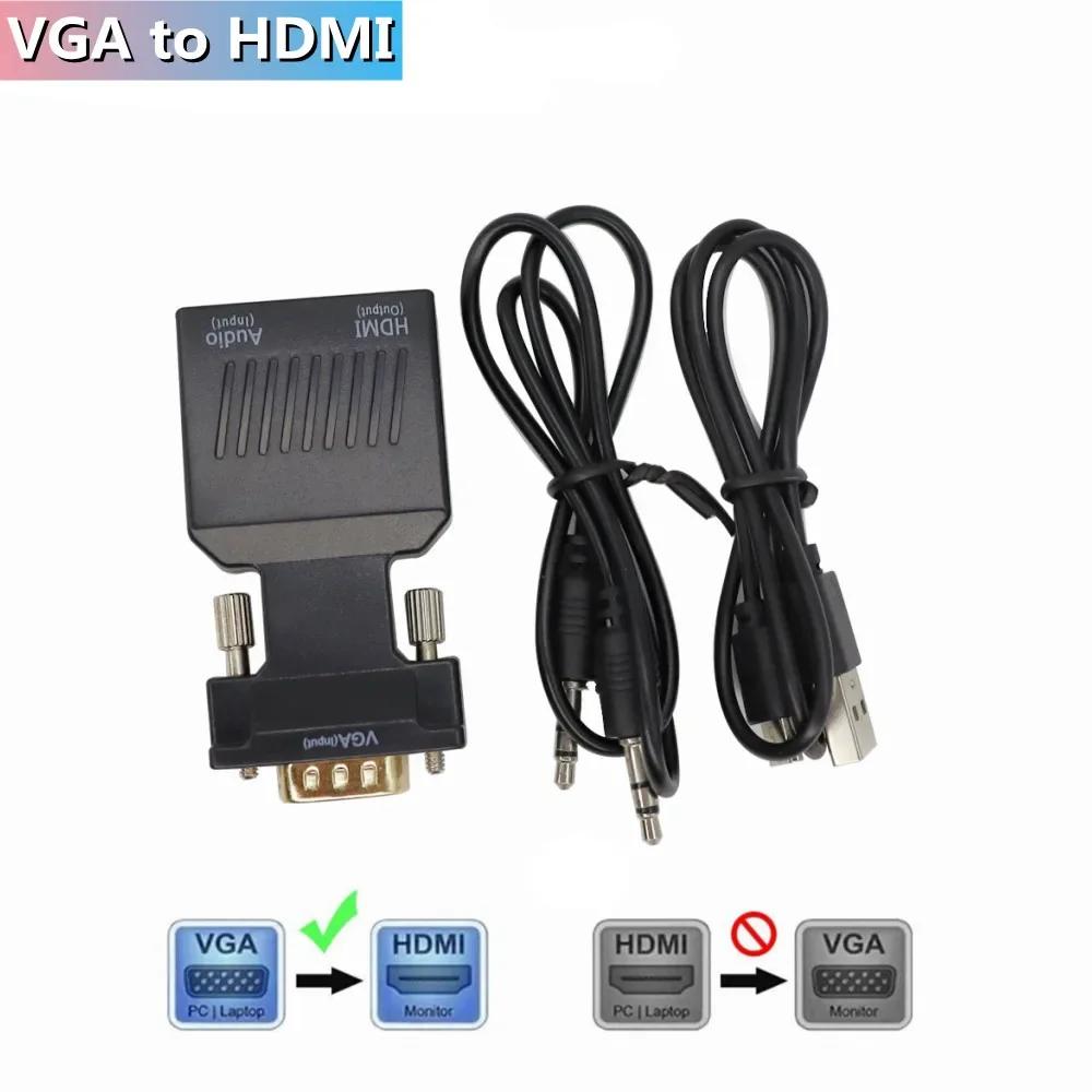 HDMI-compatible To VGA Converter Adapter 1080P VGA Adapter 3.5MM Audio Jack For PC Desktop Laptop To HDTV Projector Video Audio
