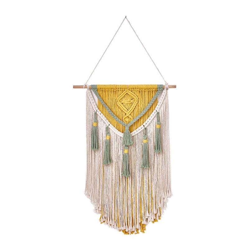 Colorful Handwoven Cotton Rope Tassels Wall Hanging Tapestry for Home Decoration Living Room or Bedroom Wall Pendant