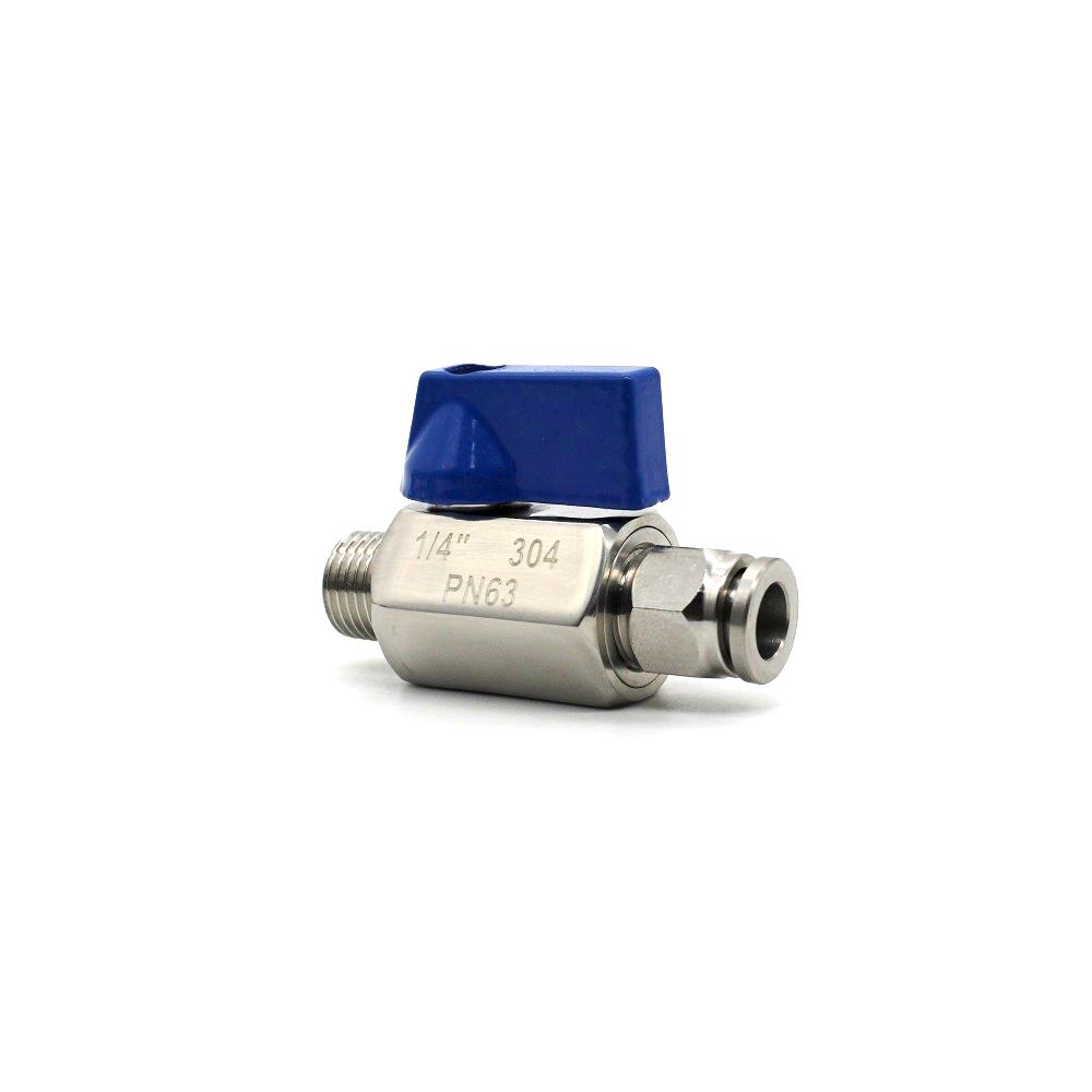 Pneumatic 304 Stainless Steel Ball Valve with Manual Male Thread Air Tube Connector