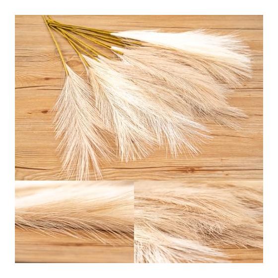 Pampas Grass Artificial Flowers 12 Pieces 48cm Pampas Fluffy Fake Dried Flower Style Decoration DIY 3 Colors