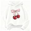 Felpa Y2K con Ciliegie e Fiocco per Bambini Felpa Carina Stampata Ragazzi Ragazze Primavera Autunno Casual Top Larghi