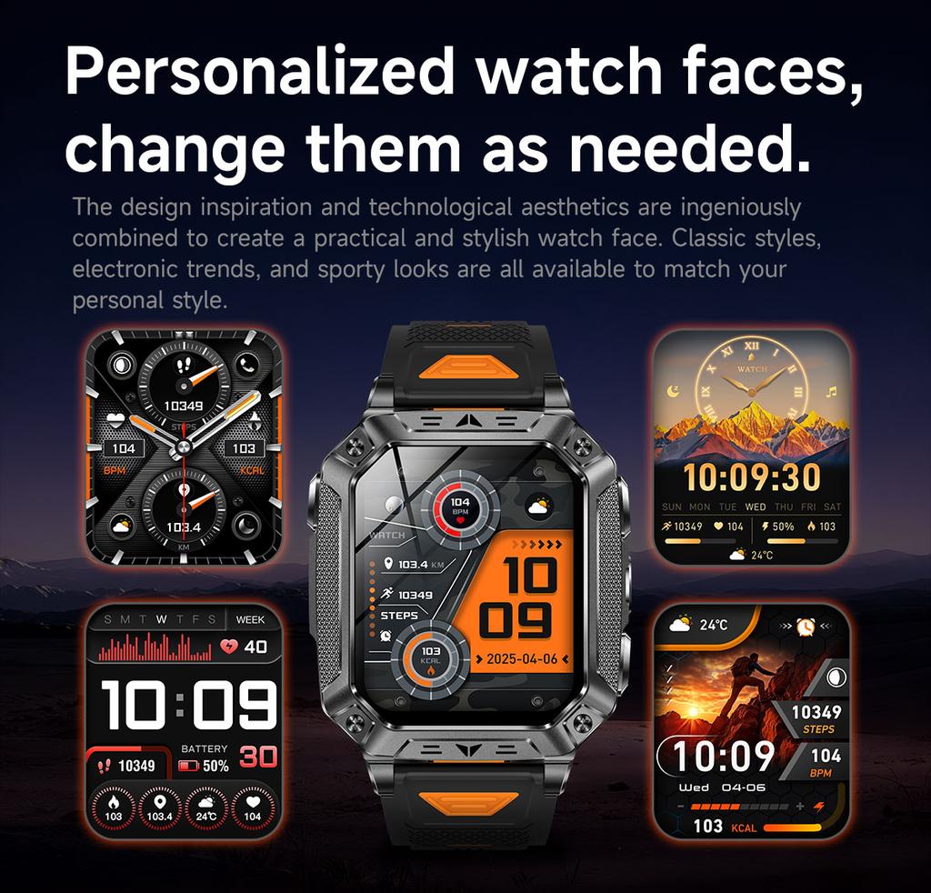 2026 Nouvelle Montre Connectée Homme Améliorée Capacité de Batterie 1400mAh GPS Fréquence Cardiaque Lampe de Poche Appel BT Étanche 10ATM AMOLED HD Smartwatches