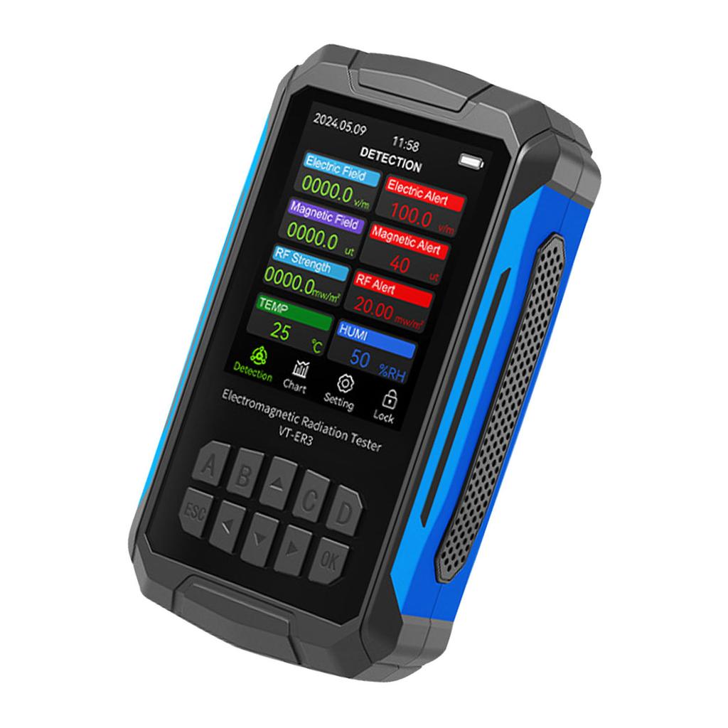 Electromagnetic Field Radiation Detector 2.8in   Color Display Rechargeable 5 in 1 Radiation Dosimeter