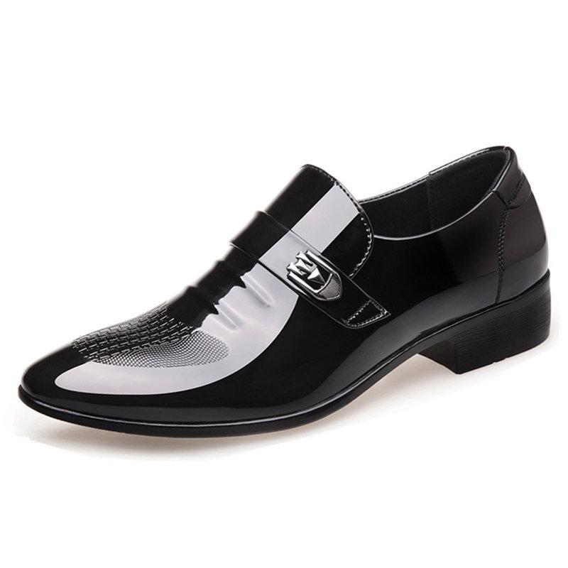 Luxusmarke PU-Leder Mode Herren Business Kleid Loafers Spitzen schwarzen Schuhe Oxford Atmungsaktiv formale Hochzeitsschuhe