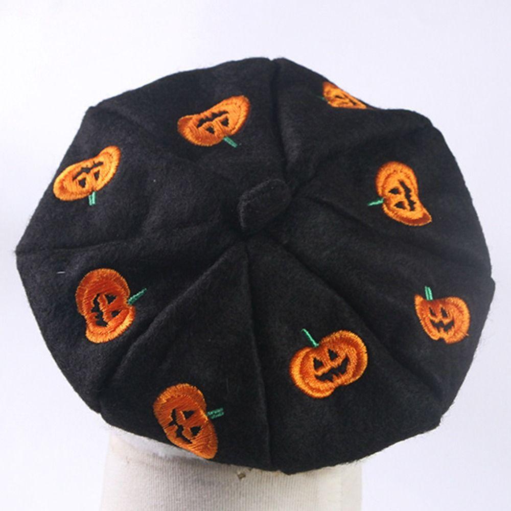 Adorable Pumpkin Print Pet Beret Hat Cute Breathable Cat Dog Caps Adjustable Creative Halloween Pet Decor Outdoor Indoor