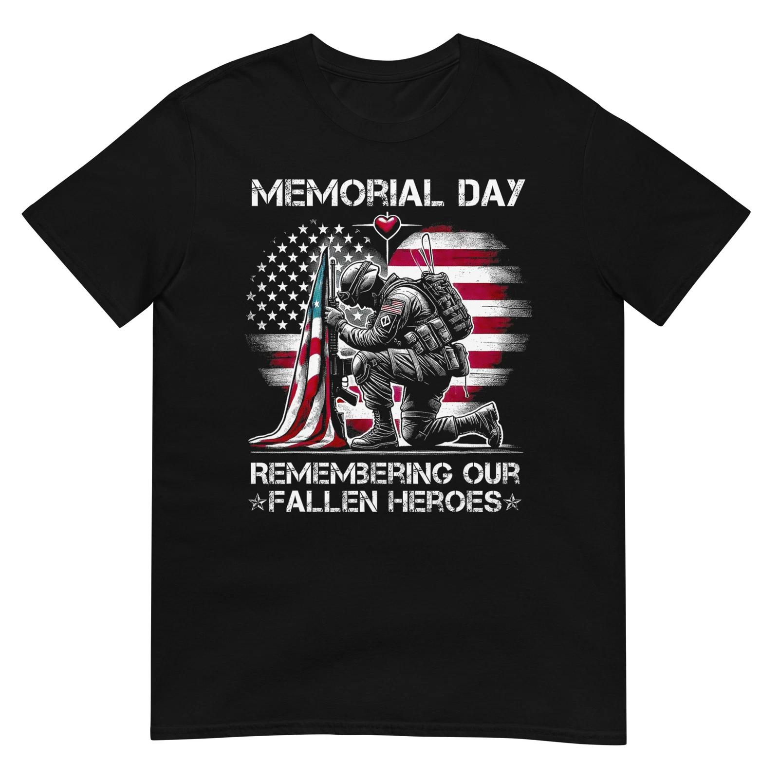 Memorial Day Remembering Our Fallen Heroes Patriotic Us Flag T-Shirt XL