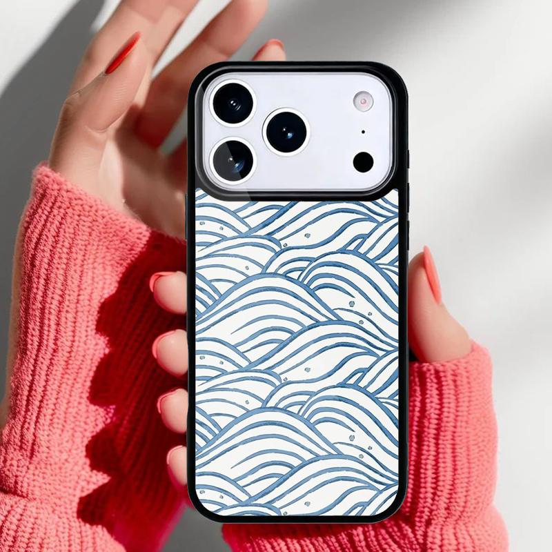 Fashion Abstract Art Line Wave Phone Case for iPhone 17 16 15 14 13 Pro Max Back Cover for 12 11 Pro Coque