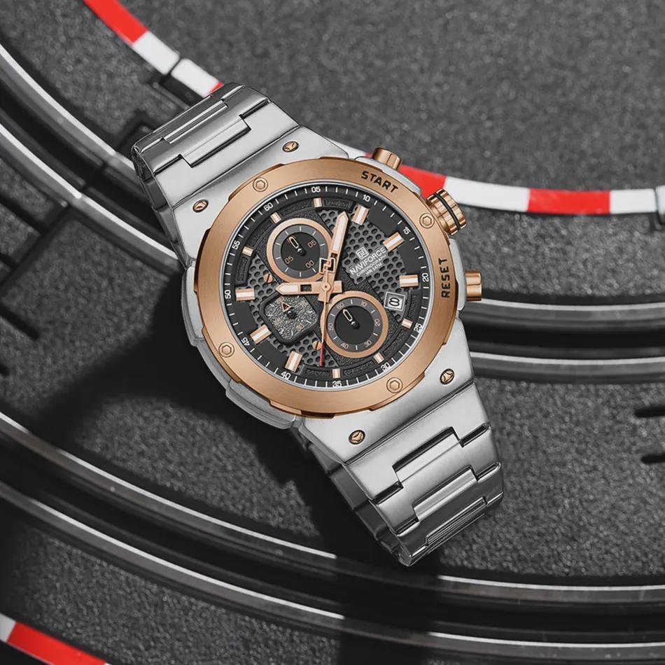 Man Quartz Watch Luxury Luminous Chronograph Wristwatch Stainless Steel Waterproof Men Date Calendar Clock
