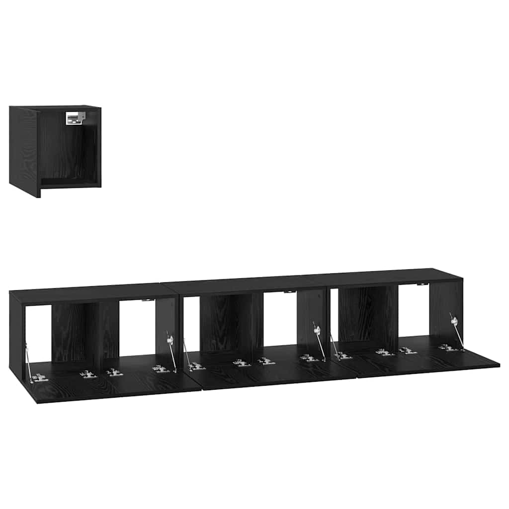 TV Cabinet Set 4 pcs Black Oak Effect Wood Based Material