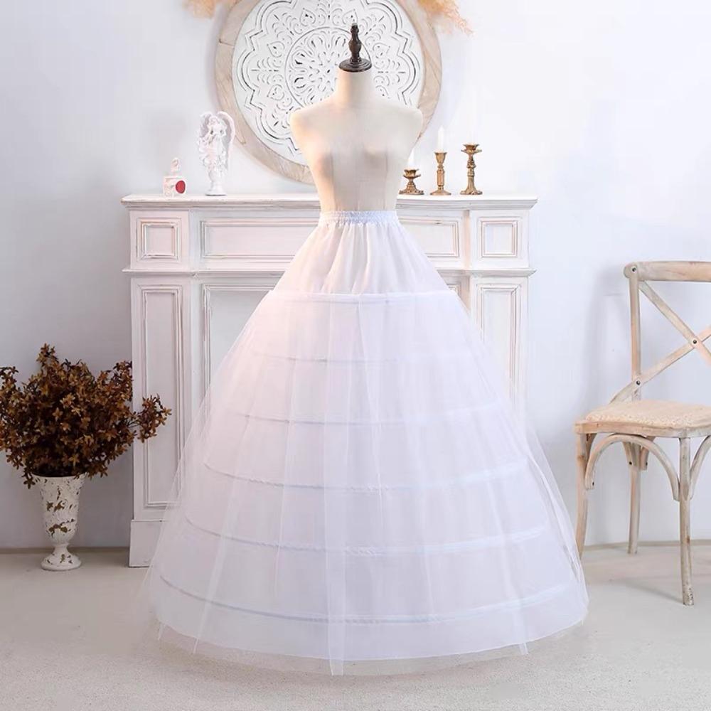 

White Petticoat 6-Hoops Underskirt New Crinoline Skirt 6 Hoops with Tulle