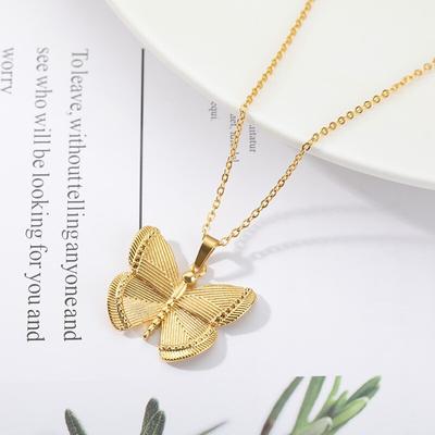 Fashion Elegant Female Versatile Butterfly Necklace Stainless Steel Pendant Casual Party Necklace Jewelry