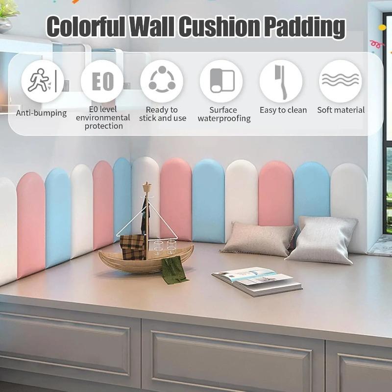 4PCS 20x40cm Nordic Style Bedroom Head Board Self-adhesive Tatami Stickers Kid Anti-collision Headboard Home Decor Wall Panels