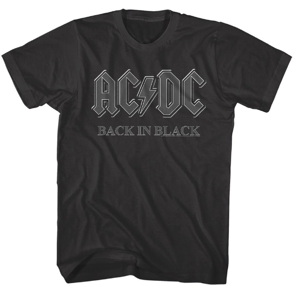 

ACDC Back in Black Album Cover Men s T Shirt BW Logo Metal Rock Band Tour Merch S