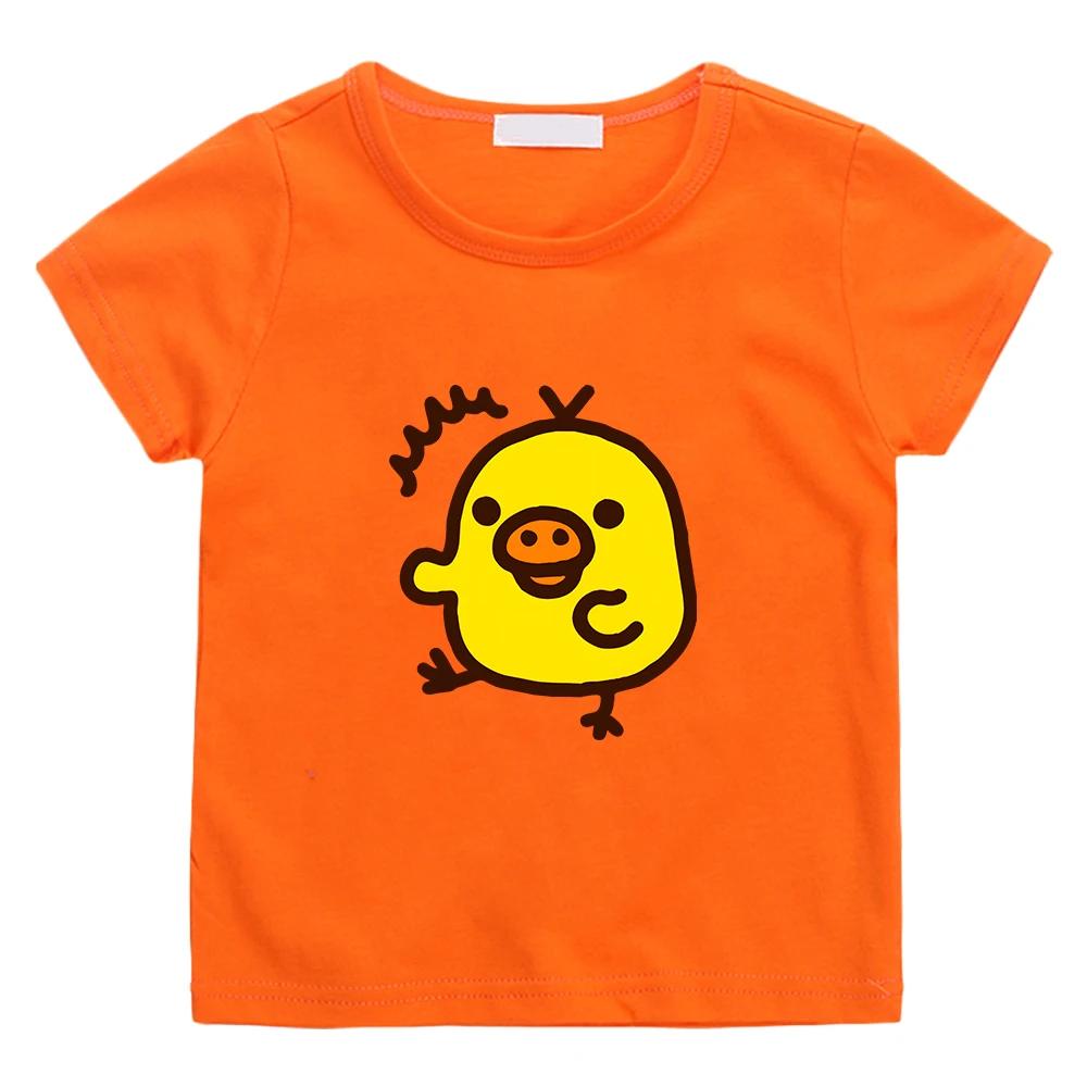 

Kiiroitori Yellow Chick Kawaii Print T-shirt for Children Boys and Girls Tee-shirt Casual Short Sleeve Summer Tshirt 100
