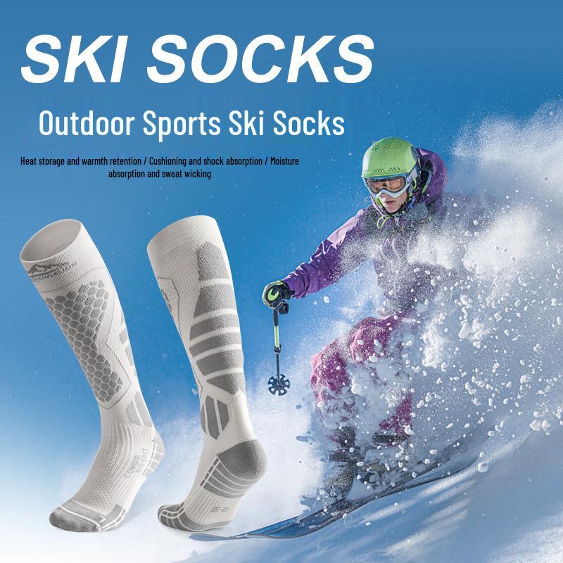 Unisex Winter Wool Ski Socks - Warm, Quick-Dry, Fleece-Lined, High-Top Compression for Outdoor Sports
