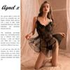 Sexy Lingerie Inner Underwear Nightwear One Piece Setup X029 [Agnel x] See-Through Women's (Black, Free)