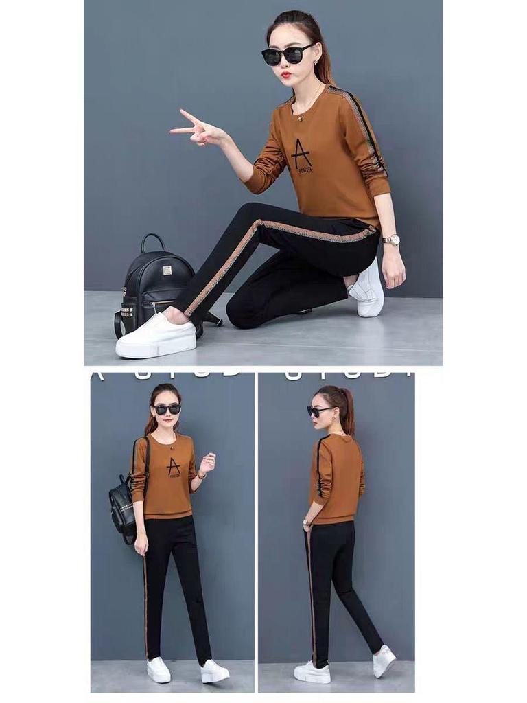 Women's European and American Spring/Autumn Fashion: Long-Sleeve Sweater Two-Piece Casual Sportswear Set