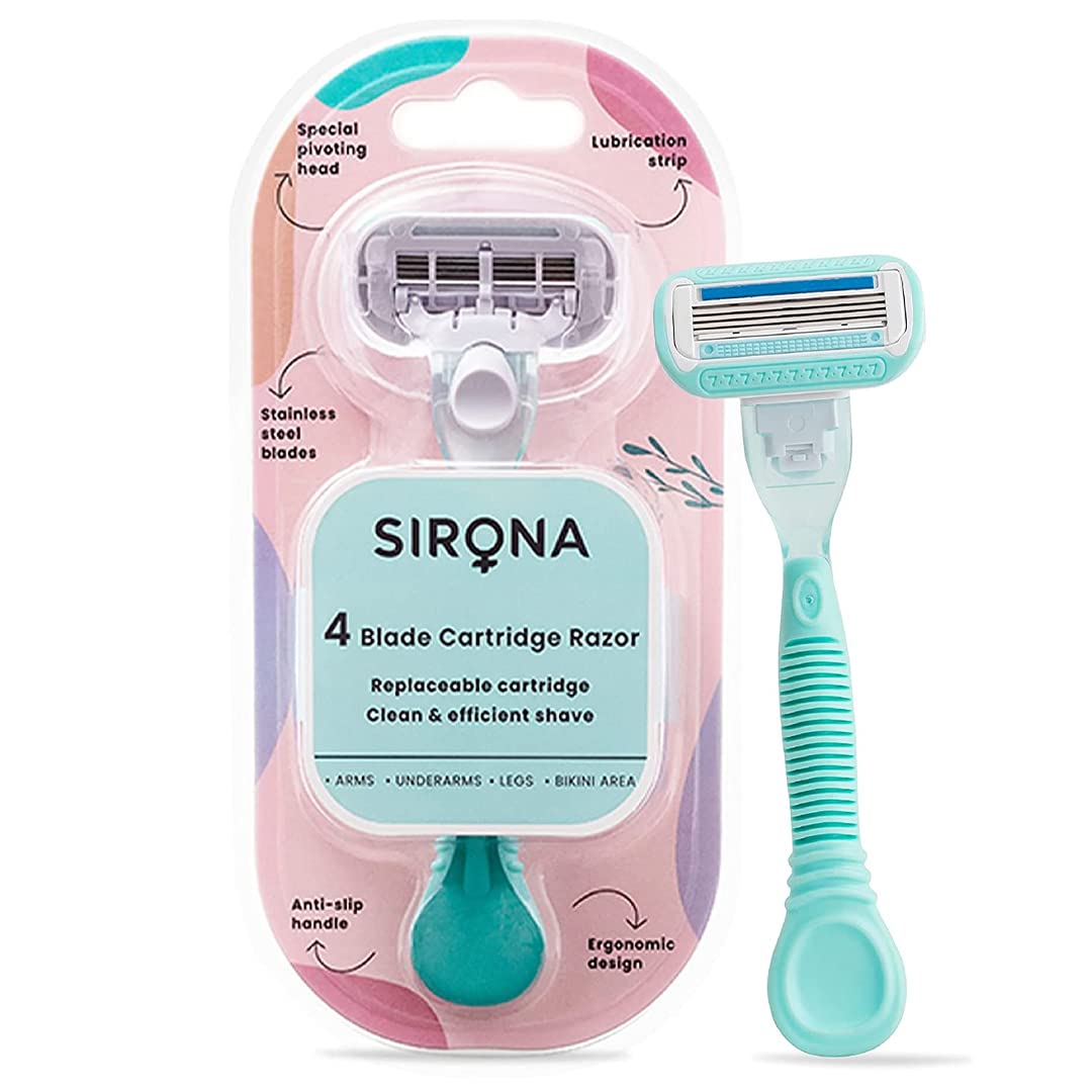 Бритва Sirona для удаления волос для женщин со сменным картриджем - 1 шт. | с алоэ вера и витамином E для увлажнения, чистого и эффективного бритья