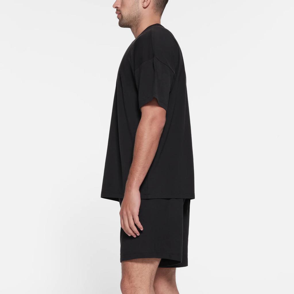 SKIMS Ribbed Crew Neck Loose Casual Short Sleeve T-Shirt Men tops Obsidian Black TP-TSH-5322M-OBS