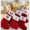 Christmas Socks Red Snowflake Alphabet Letters Knitting Stocking Christmas Tree Pendant Decoration For Home Xmas New Year Gift