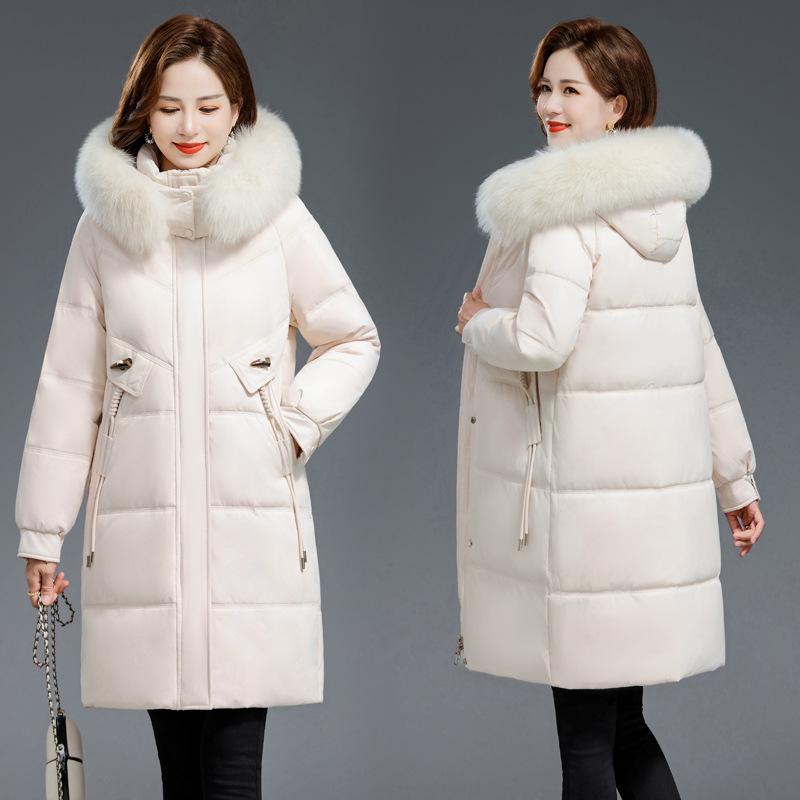 Winter new foreign-style down cotton-padded clothes for women's medium and long middle-aged and elderly mother cotton-padded jackets, thickened wa