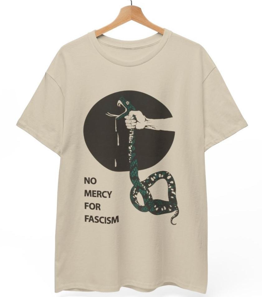 No Mercy for Fascism T-Shirt Anti-Fascist Punk Protest Graphic Unisex Tee
