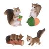 4Pcs Mini Squirrel Animal Figurine DIY Miniature Fairy Garden Bonsai Ornament