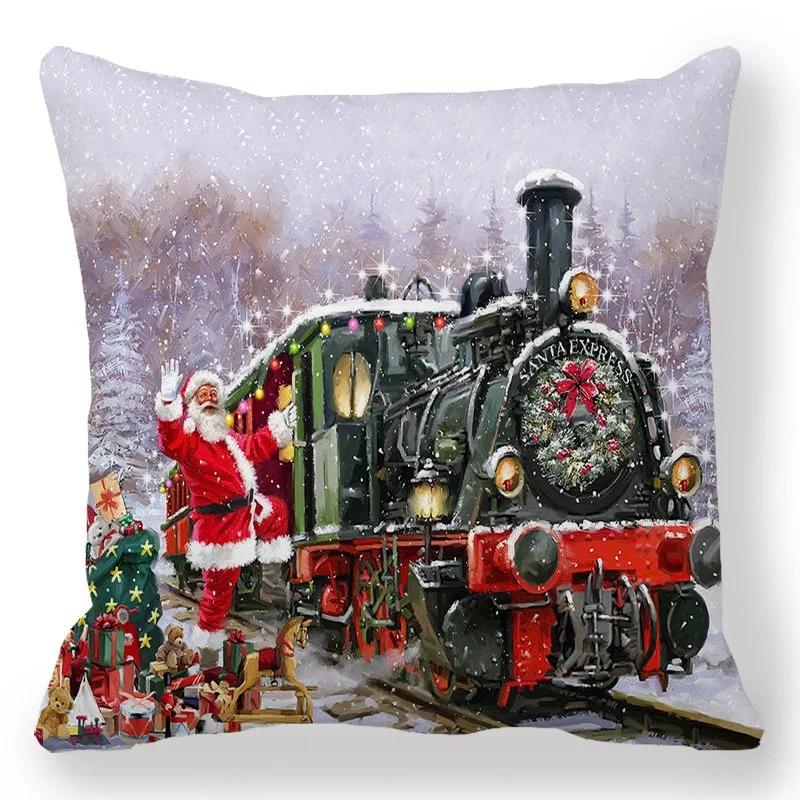 Christmas Themed Pillowcases Car Accessories Office Santa Claus Living Room Sofa Home Pillowcases