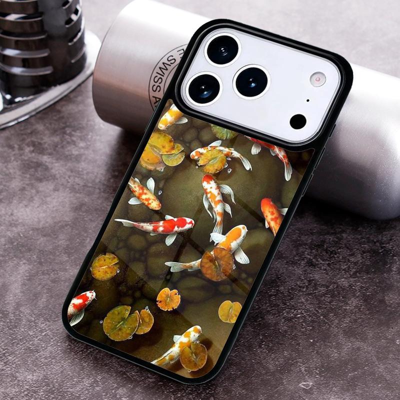 Koi Carp Fish Painting Phone Case for iPhone 17 16 15 Pro Max Air 14 13 12 11 Plus Shockproof Cover