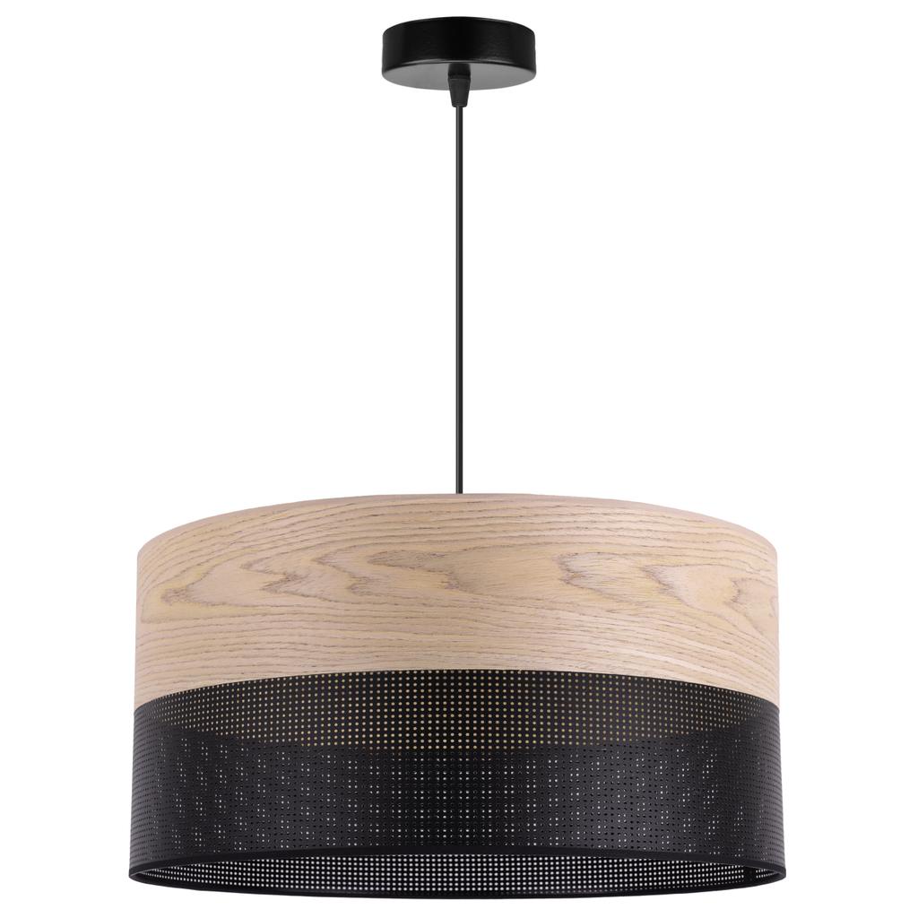 Single Hanging Lamp Classic Oak Veneer Lampshade 44Cm