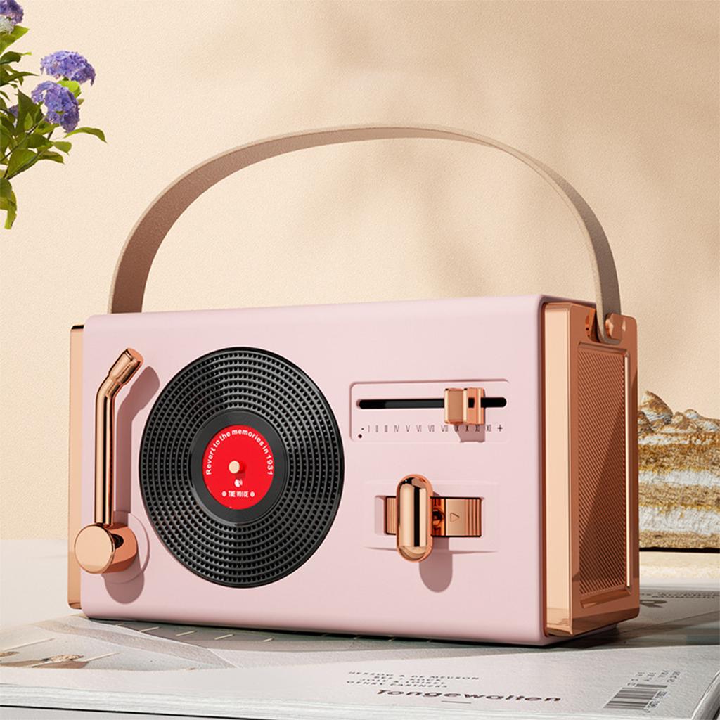 Mini Retro Bluetooth Speaker Card U Disk Gift Vinyl Record Player Desktop Portable Speaker
