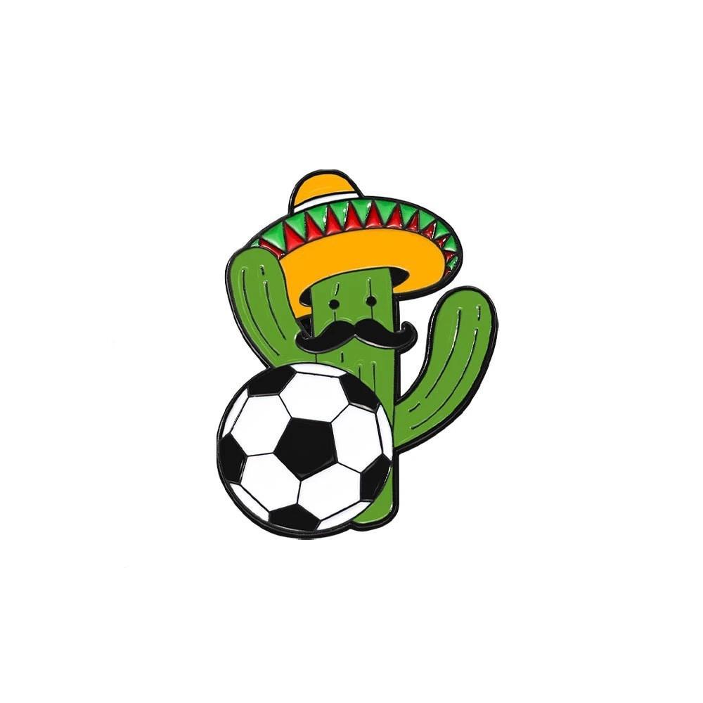 Waterproof Soccer Enamel Pin Badges, Cute Cartoon Football Brooches for Clothing Accessories