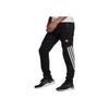 Adidas Solid Striped Logo Elastic Waist Joggers Men Bottoms Black HC5857