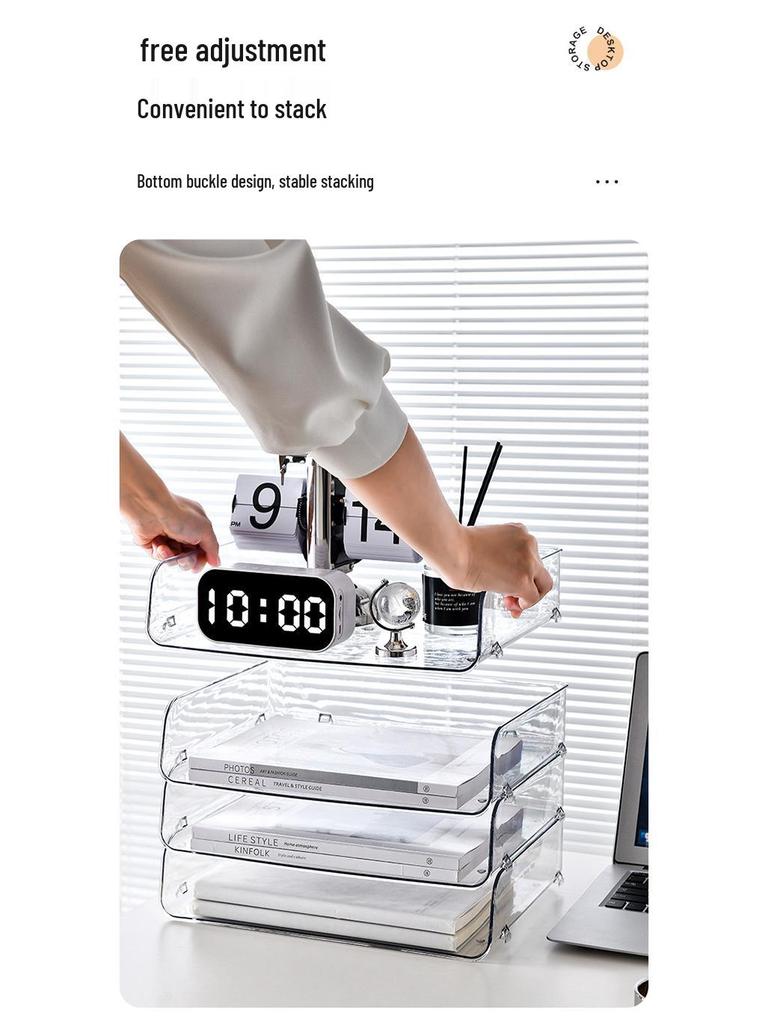 Transparent Desktop File Organizer and Document Storage Rack