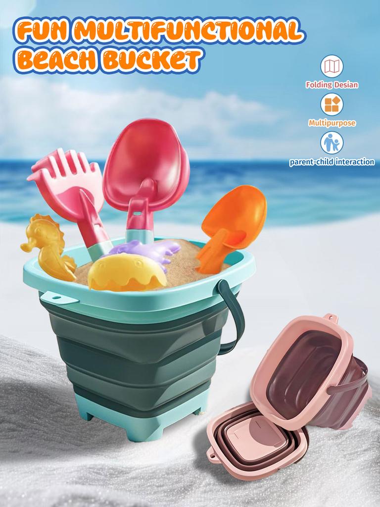 Children's collapsible bucket multi-functional small bucket seaside toys play sand portable play water catch the sea