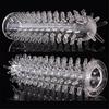 Crystal Silicone Spike Dotted Ribbed Clear Reusable Condom Penis Massage Sleeve Adult Sexy Toy