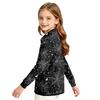 Girls School Uniform Top with Halloween Print Long Sleeve Casual Blouse for Daily Wear