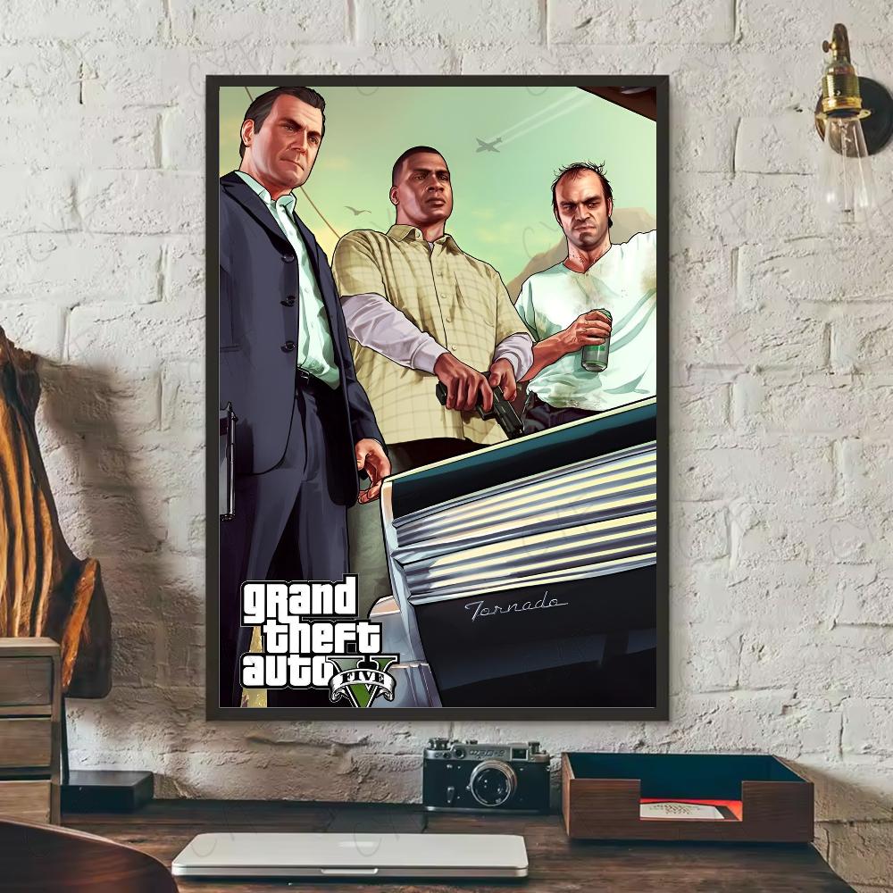 Poster modern joc video G-Grand Theft Auto GTA5 artă HD lipicios de perete impermeabil casă living dormitor bar decorațiune estetică