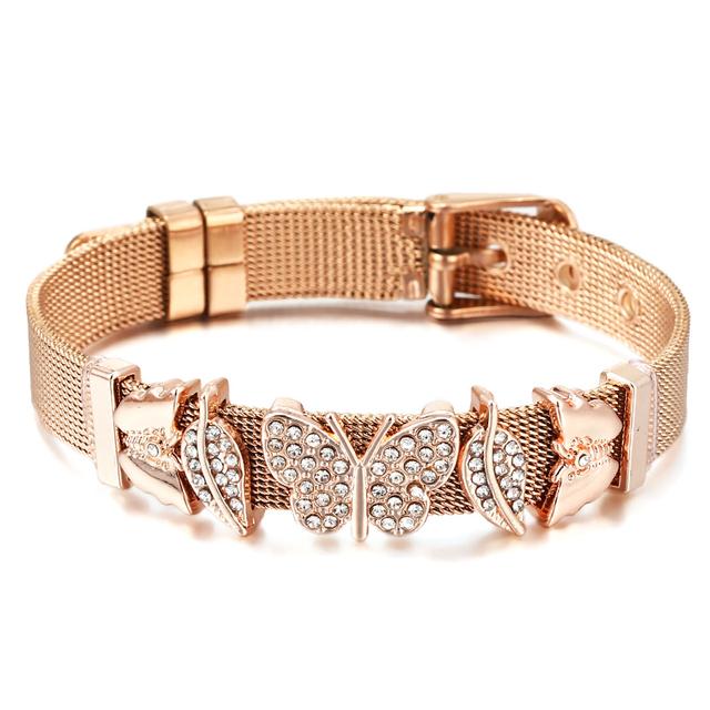 Fashion Stainless Steel Mesh Bracelets For Women Girls Original Charm Watch Belt Bracelet Angel Beads Bangle Gift