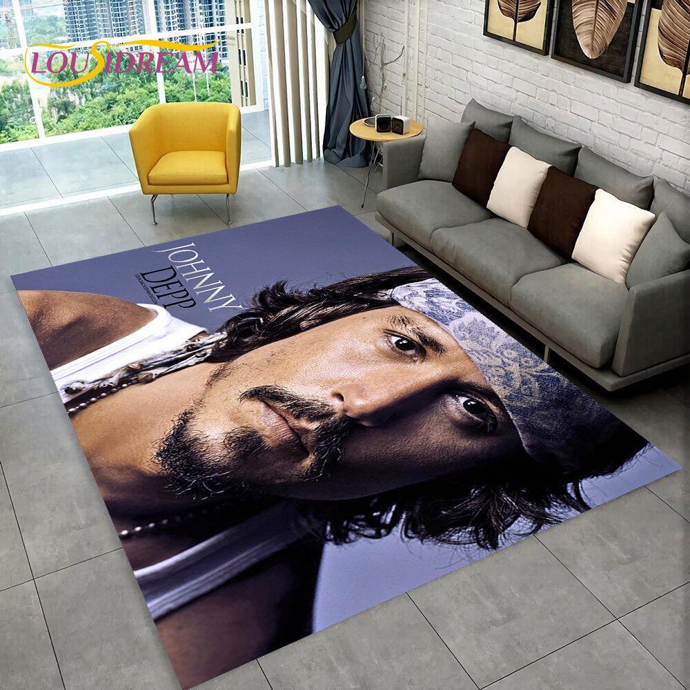 3D Printing Johnny Depp Series Area Rug,Carpet Rug for Home Living Room Bedroom Sofa Doormat Kitchen Decor,Non-slip Floor Mat HD