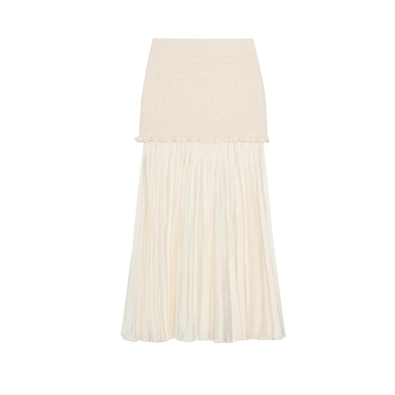 Spring and Summer New Knitting Tube Top Tops 4192043 Small Pleated Hem High Waist Knitted Skirt 4192042