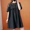 Western Style Plus Size Women's Summer Dress Fat Sister Lace Mesh Stitching Short Sleeves