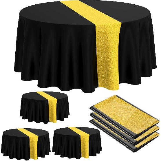 Round Plastic Tablecloth 84 Inch Graduation Decoration Disposable Tablecloth Party Table Cover for Wedding Birthday Anniversary Holiday Party