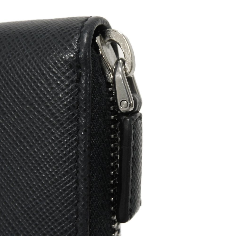 Used 11569 Saffiano Zip Around Wallet 2ML317 PN9 F0216 7940 Navy Zip Around Logo Embossed Baltic Unisex from Japan