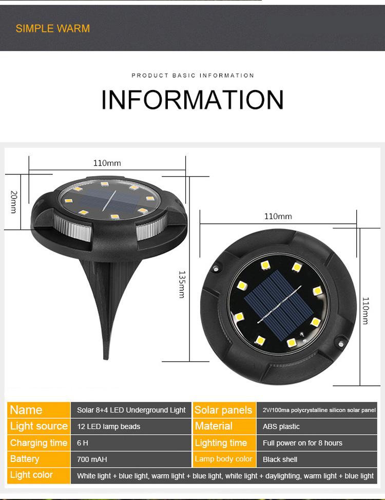 Pack 48 Solar Power Disk Light Outdoor Garden Solar Underground Light Deck Light Spotlight Buried Led Lamp Garden Decoration