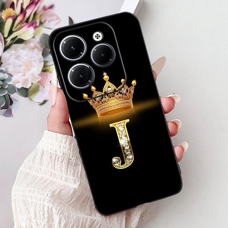 Pro pouzdro Infinix Hot 40 Pro X6837 Luxusní kryt s písmeny a korunkou Měkké silikonové pouzdro na telefon Pro Infinix Hot 40i Hot40 Pro Hot40i