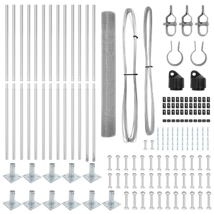 VidaXL Clôture en fil soudé avec 13 poteaux flangés 1.2x25 m en acier galvanisé 3352322