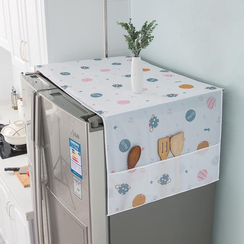 Versatile Dust Cover With Storage Pockets - Waterproof, Fresh Design For Refrigerators, Washing Machines & Tables - Home Organization Accessory